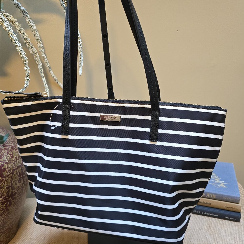 EUC KATE SPADE Hayden Saling  Stripe Medium Nylon Tote/Shoulder Bag